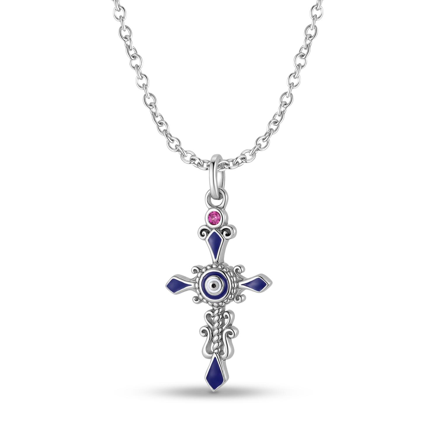 

Devil s Eye Classical Cross Necklace Pendant with Zirconia Authentic 925 Sterling Silver for Women Necklace Jewelry Dropshipping