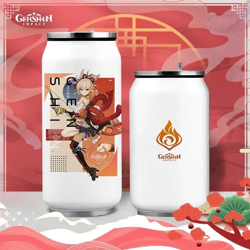 Anime Genshin Impact Thermos Bottle Stainless Steel Coffee Mup Zhongli Klee Portable Water Cup Drinking Bottle Thermos Flask