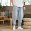 Men's 2024 Summer Cotton-Linen Chinese-Style Nine-Point Trousers - Loose Fit, Large, Slim Casual Pants