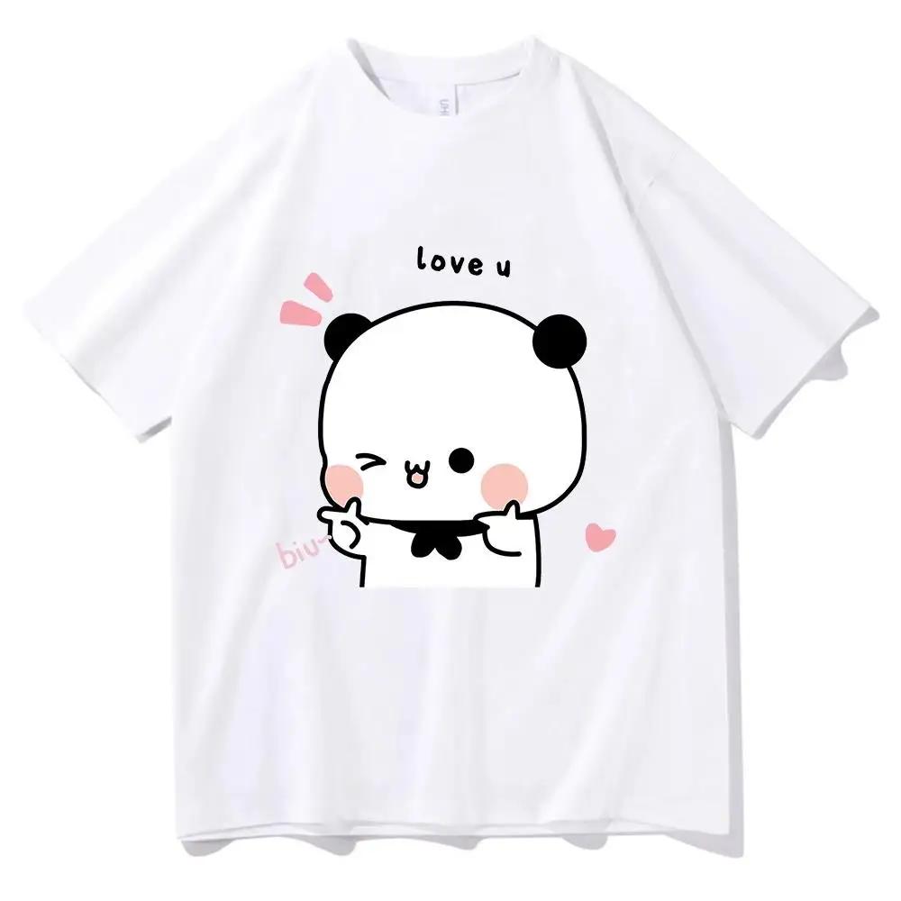 Anime Cartoon Panda Bear Bubu and Dudu T Shirt Kawaii Graphic Printed T Shirt Fashion Crew Neck Plus Size T Shirt Women