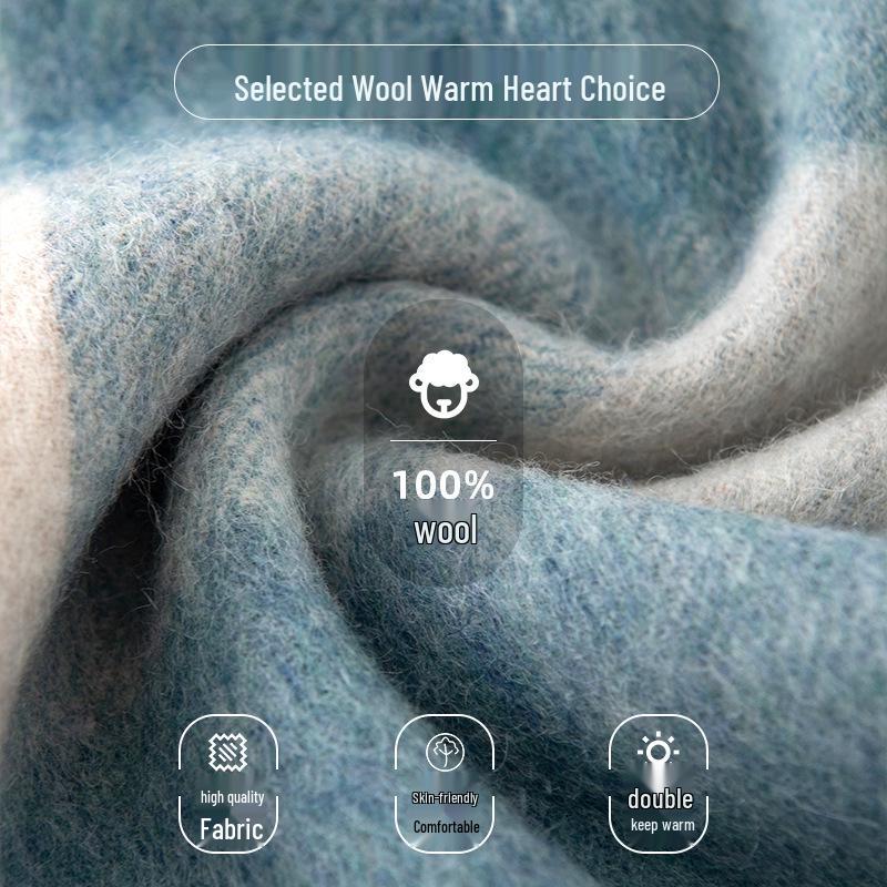 100% Wool Plaid Scarf for Women - High-end, Warm, Versatile with Tassels - Perfect for Autumn and Winter