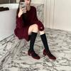 2025 autumn fashion woolen word with shallow mouth thick medium Mary Jane commuting velvet warm work women's single shoes