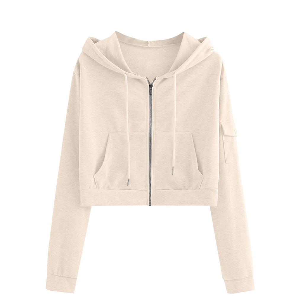 Felpa Corta Casual da Donna con Cappuccio Manica Lunga Pullover Largo per l'Uso Quotidiano