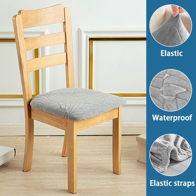 1Pcs Waterproof Chair Seat Cover Stretch Jacquard Chair Cover Dining Room Removable Anti-dirty Without Backrest Chair Protector