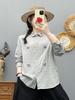 Spring 2026 Cartoon Embroidered Long-Sleeve Women's Cotton Gauze Shirt