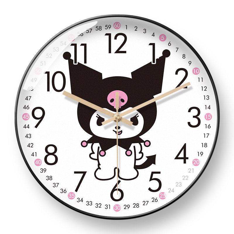 Kuromi Cartoon Silent Wall Clock for Girls Bedroom - Automatic Radio-Controlled. 8 inches