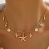 Bohemian Starfish Shell Pendant Necklace: Summer Beach Ocean Style for Women