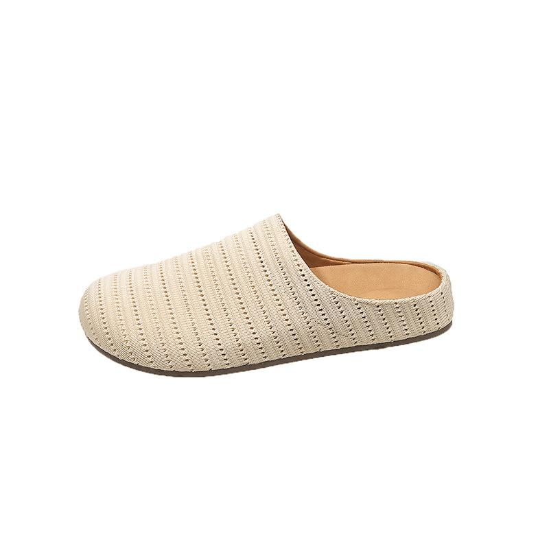 French Niche Hollow Breathable Bag Head Half Slippers Women's Summer New Wear Roman Style Thick-soled Muller Slippers