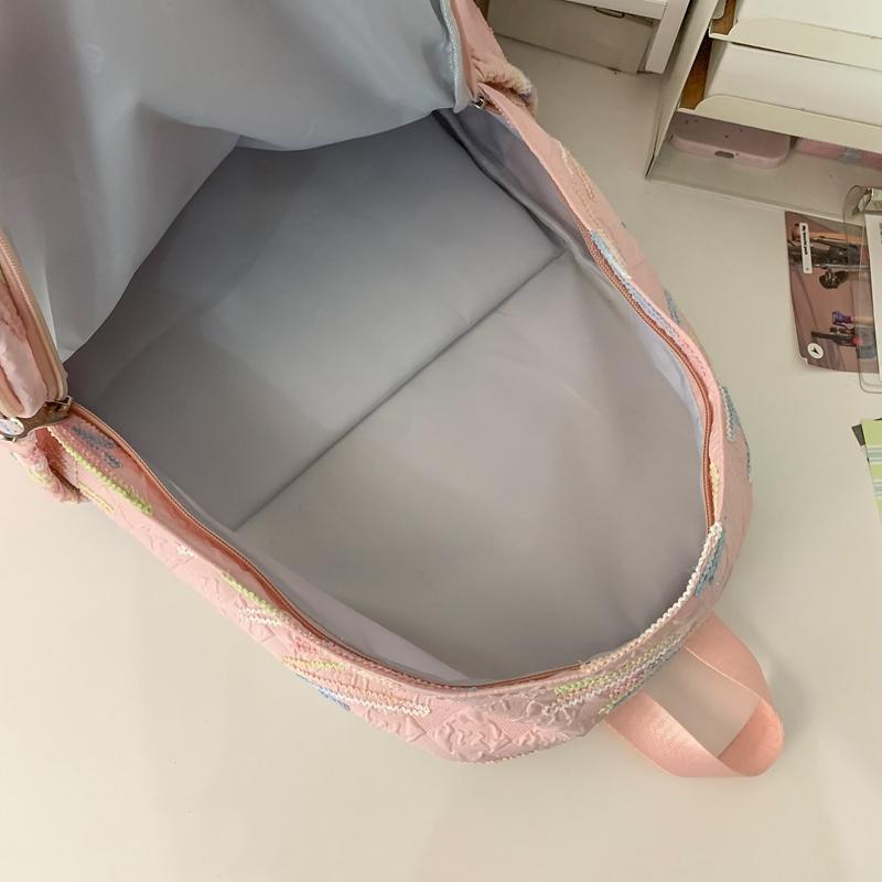 Junior High School Schoolbag Colorful Embroidery Women's Large Capacity Backpack Student Backpack