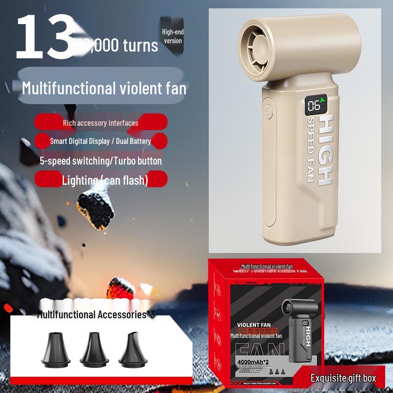 

5-Speed Smart Handheld Vacuum Fan: Dual Battery, Blow-Suction, Mini Portable with Digital Display 13.9 x 6.6 x 3.7