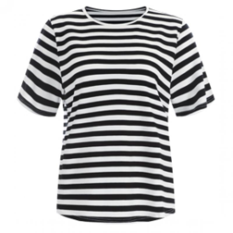 Shop Women Round STripe ShorT Sleeve T shirT Gray Dai Wsh 12084