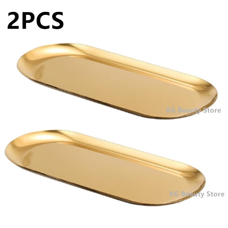 1/2/5PCS Gold Stainless Steel Nail Art Equipment Plate Doctor Surgical Dental Tray Jewelry Necklace Ring Storage Cosmetic Box