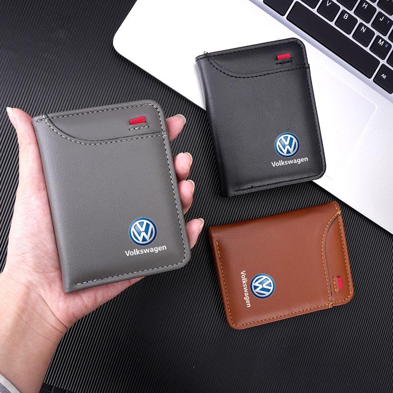Weiches Leder Tragbare Geldbörse Führerschein Kreditkarten Tasche Portemonnaie Für VW Polo Golf GTI CC Tiguan Arteon Passat Jetta Touareg ID3 IF2