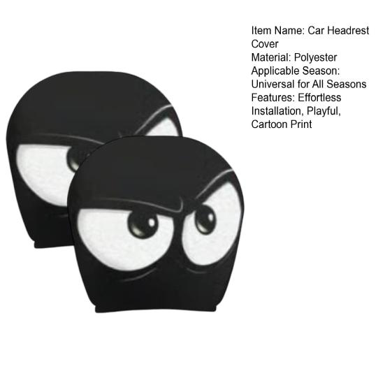 2Pcs Funny Cartoon Car Headrest Covers Easy Installation Car Seat Head Rest Protector