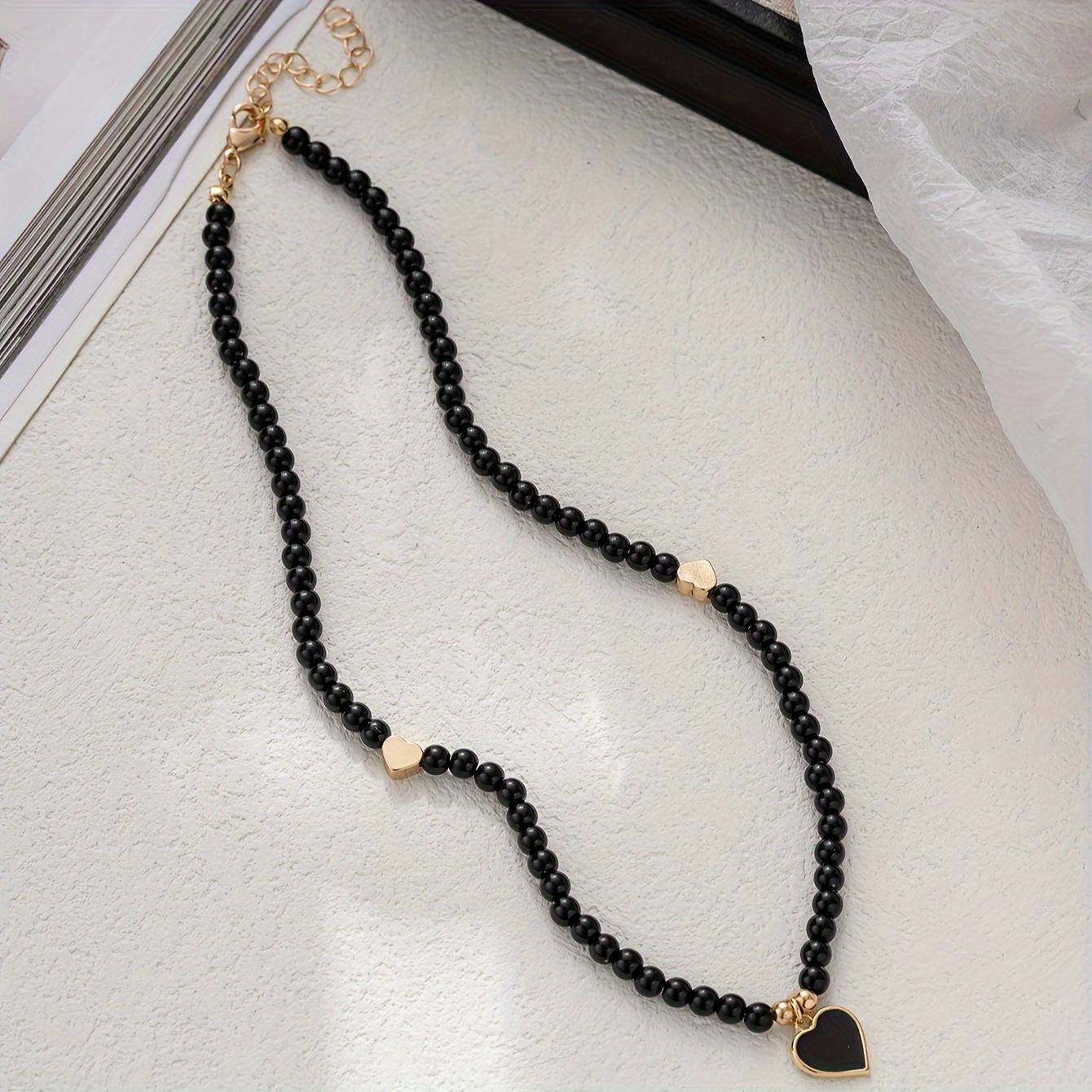 

Богемское декоративное ожерелье ручной работы из бисера в форме сердца для женских отпускных аксессуаров чёрный