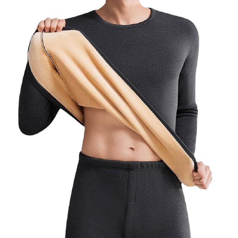 Men's Winter Thermal Underwear Set - Thickened Velvet Lined for Cold Protection