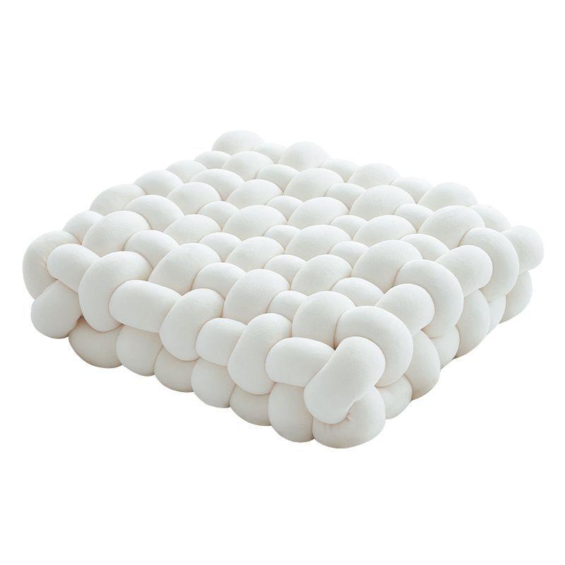 Living Room Soft Plush Knot Cushion,Sofa Pillow Solid Square Hand-Woven Home Throw Pillow,Square Woven Seat Cushion