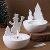 Christmas Series Candle Holder Silicone Mold DIY Plaster Pouring Round Scented Candle Cup Christmas Tree Angel Insert Base Craft