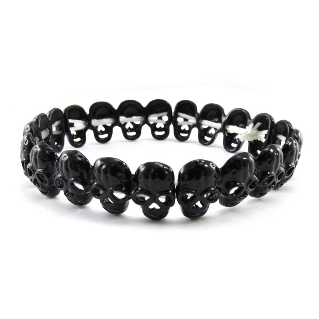 Les Trésors De Lily [J1149] - Black 'Skull' Designer Bracelet