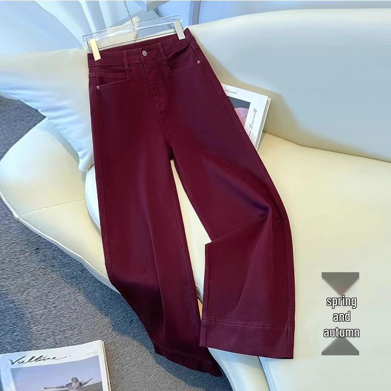 Women's Petite Fleece-Lined High-Waisted Wide-Leg Jeans for Autumn/Winter 2024