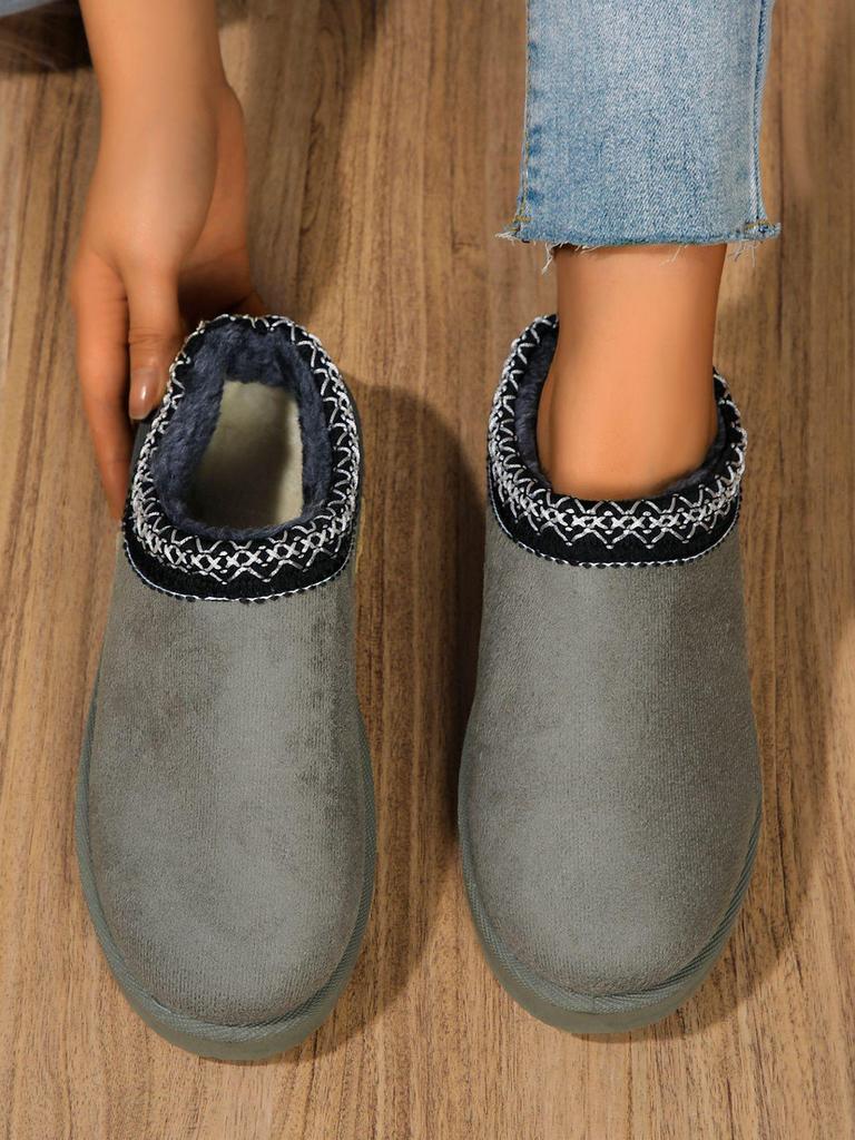2025 Autumn/Winter Lace Ethnic Style Women's Snow Boots, Plus Size, Thick Cotton