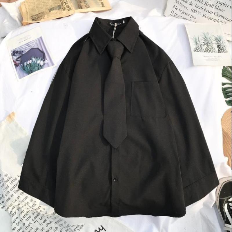 Shirt women's retro Hong Kong flavor design sense niche top spring and autumn new loose student shirt