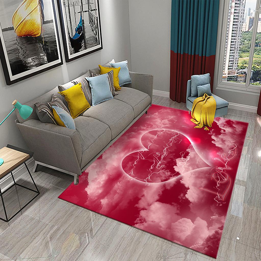 Romantic Love Heart Carpet Valentine's Day Rug Bathroom Anti Slip Floor Mat Living Room Bedroom Entrance Doormat Decor Carpet