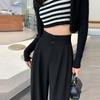 Petite Drapey High-Waisted Slimming Double-Button Pants for Women - Spring/Autumn