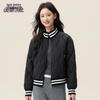 Women's Ribbed Stand Collar Short Winter Down Jacket