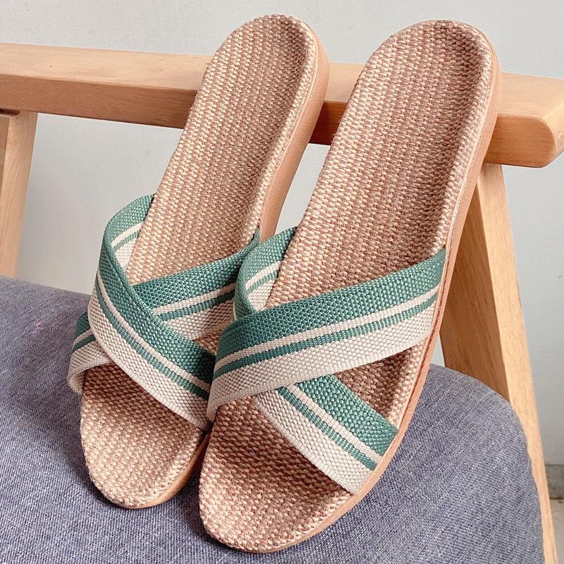 Summer linen slippers women's home couple home indoor non-slip soft bottom household cotton and linen cool slippers men