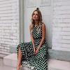 2025 Spring Summer Fashion Printed Polka Dot Women Dress Sleeveless Elegant Loose Round Neck A-line Party Long Dress Versatile Casual Simple Clothing