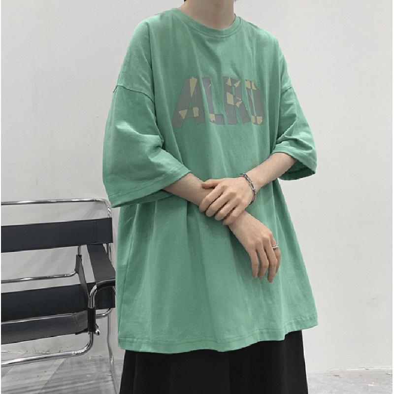 Pánská trička s krátkým rukávem dopis s grafickým potiskem trička s polovičním rukávem svetrové tričko ležérní tričko muž korejský ležérní retro topy s kulatým výstřihem