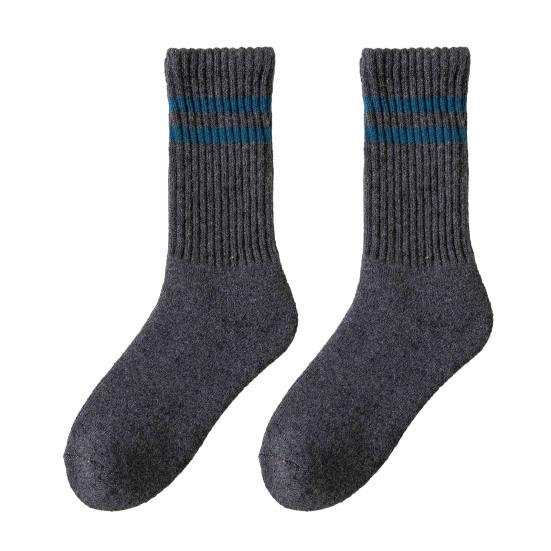 Damen Gestreifte Wollsocken Colorblock Verdickte Kniestrümpfe Warme Winter Frotteesocken für Sport Fitness Laufen Alltagskleidung