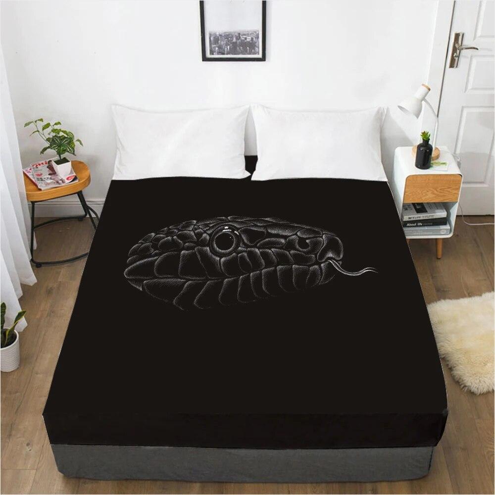 Mattress Cover Fitted Sheet With Elastic Band Bed Sheets Bedding Linens Queen King Size Bedsheet 90/150/160X200CM Black Horse