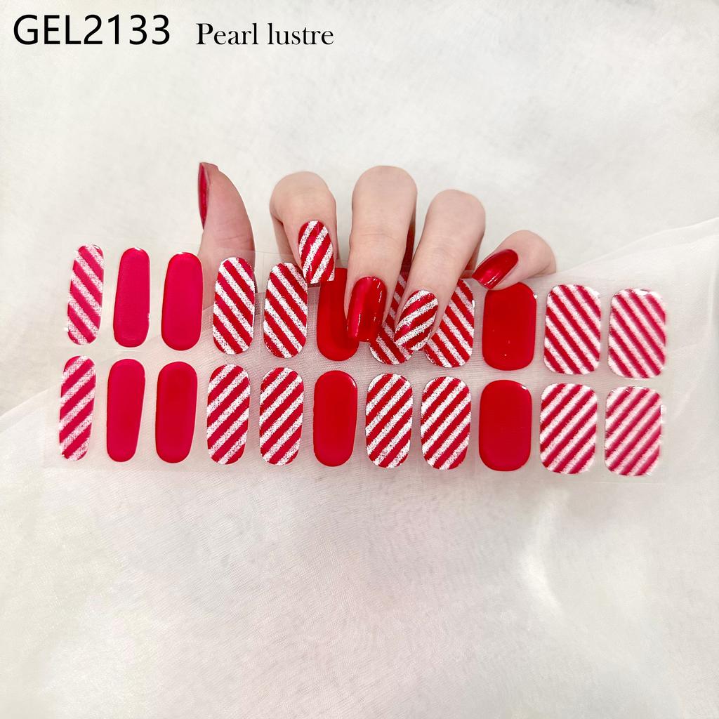 Custom Logo Semi Cured Gel Nail Sticker Waterproof Full Cover Gel Nail Wraps