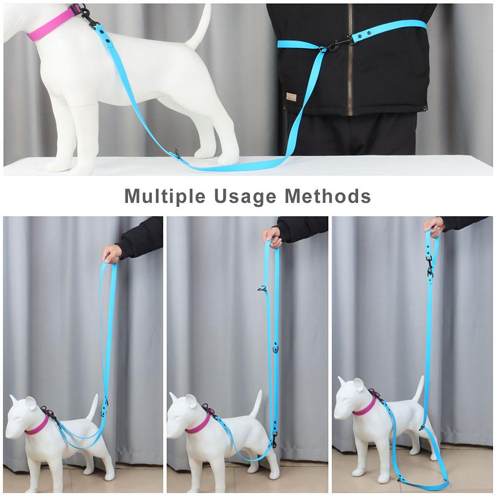 Two Heads Pet Leash Outdoor Walk Training 2 Head Traction Rope PVC Dog Leashes Multi-function Waist Belt Shoulder Strap