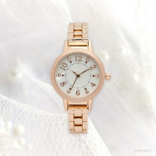 Fieldwork Women's Analog Watch with Metal Band, Shell-Like Stones, 5 ATM Water Resistance, Pink Gold and White, WP Michelle, MKM3514-3