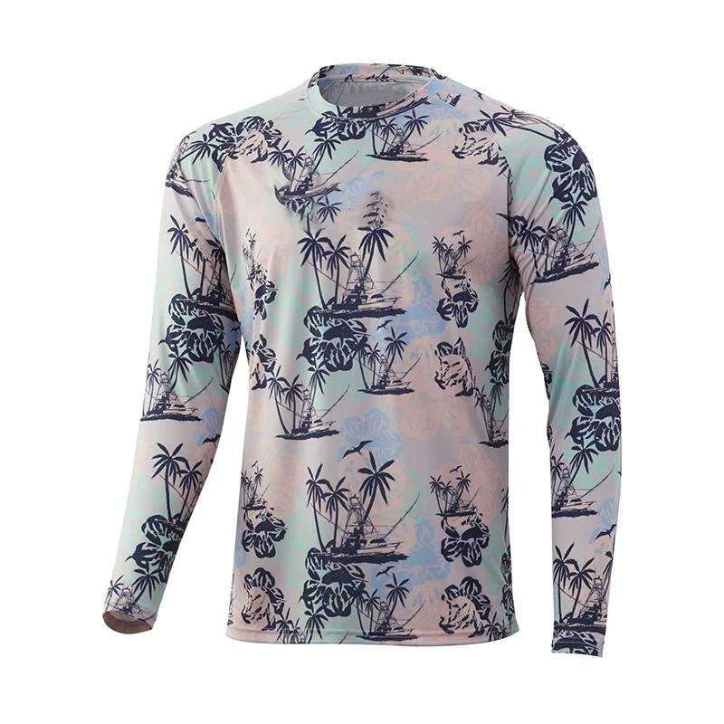 Îmbrăcăminte de pescuit cu mâneci lungi de camuflaj pentru bărbați, îmbrăcăminte sportivă în aer liber personalizată, top cu gâtul O de înaltă calitate, tricou de protecție solară pentru alergare