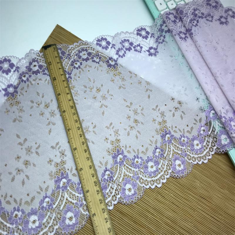 ( 3 Colors) 23.5cm wide Elastic Lace, Two-tone Stretch Spandex Textile Lace Fabric for Lingerie, Bra, Underwear, Garment, Sewing & Crafting