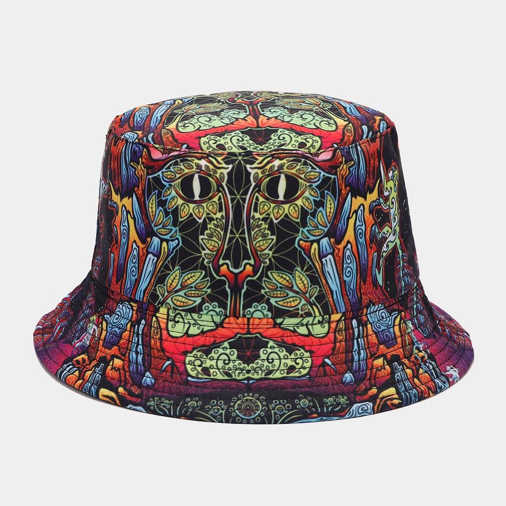 2027 NOUVEAU Chapeau Bob Large à Bord Personnalisé KJ Imprimé Réversible Unisexe Chapeau Bob Imprimé All Over en Polyester Avec Étiquette de Marque Privée