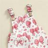 Autumn Fashion Newborn Baby Girls Clothing Set Solid Color Long Sleeve Ribbed Romper with Floral Print Overalls 2Pcs Outfit