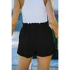 Women Summer Solid Color High Waist Loose Lace Up Pocket Casual Shorts