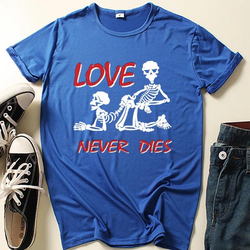 Love Never Die Skull Print T Shirt Women Short Sleeve O Neck Loose Tshirt Summer Women Causal Tee Shirt Tops Camisetas Mujer