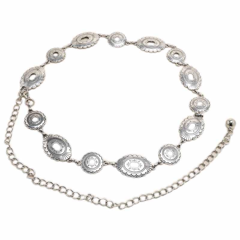 Retro Ethnic Exotic Style Embossed Metal Waist Chain Female Cloud Design Sense Chain Decoration With Skirt Pants Belt