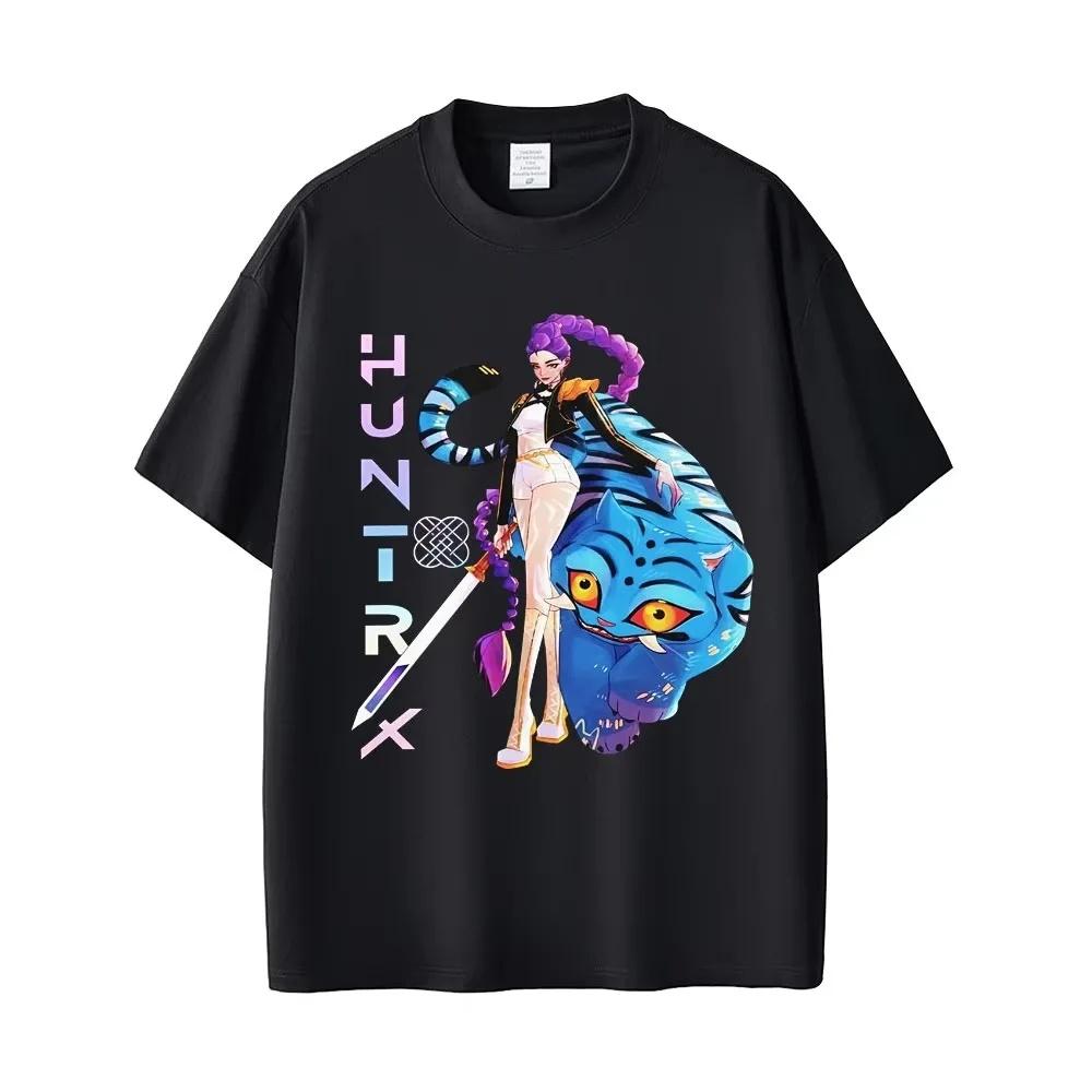 LUXEON Loose Fit Crew Neck Short Sleeve T-Shirt Casual Comfortable Polyester K Pop Demon Hunters Hunter of Demons Round Neck Top