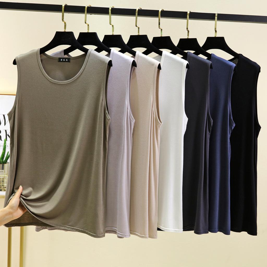 Modal loose vest men's summer new solid color casual and comfortable round neck seamless bottoming top