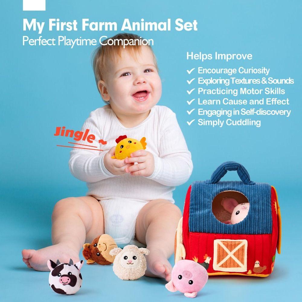 Sound Montessori Toy Barn with Stuffed Farm Animals Baby Sensory Toys  Infants Toddlers