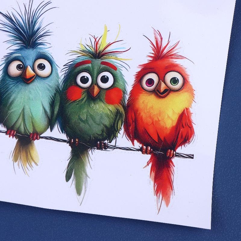 3Pcs Funny Bird Creative Glass Window Decorative Stickers For Windows Glass Wall Mirror Festival Home Decoration