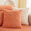 No Pillow Insert Thickened Comfort Cotton Flannel Pillowcase Solid Color Soft Jacquard Sofa Bed Lumbar Support Pillow
