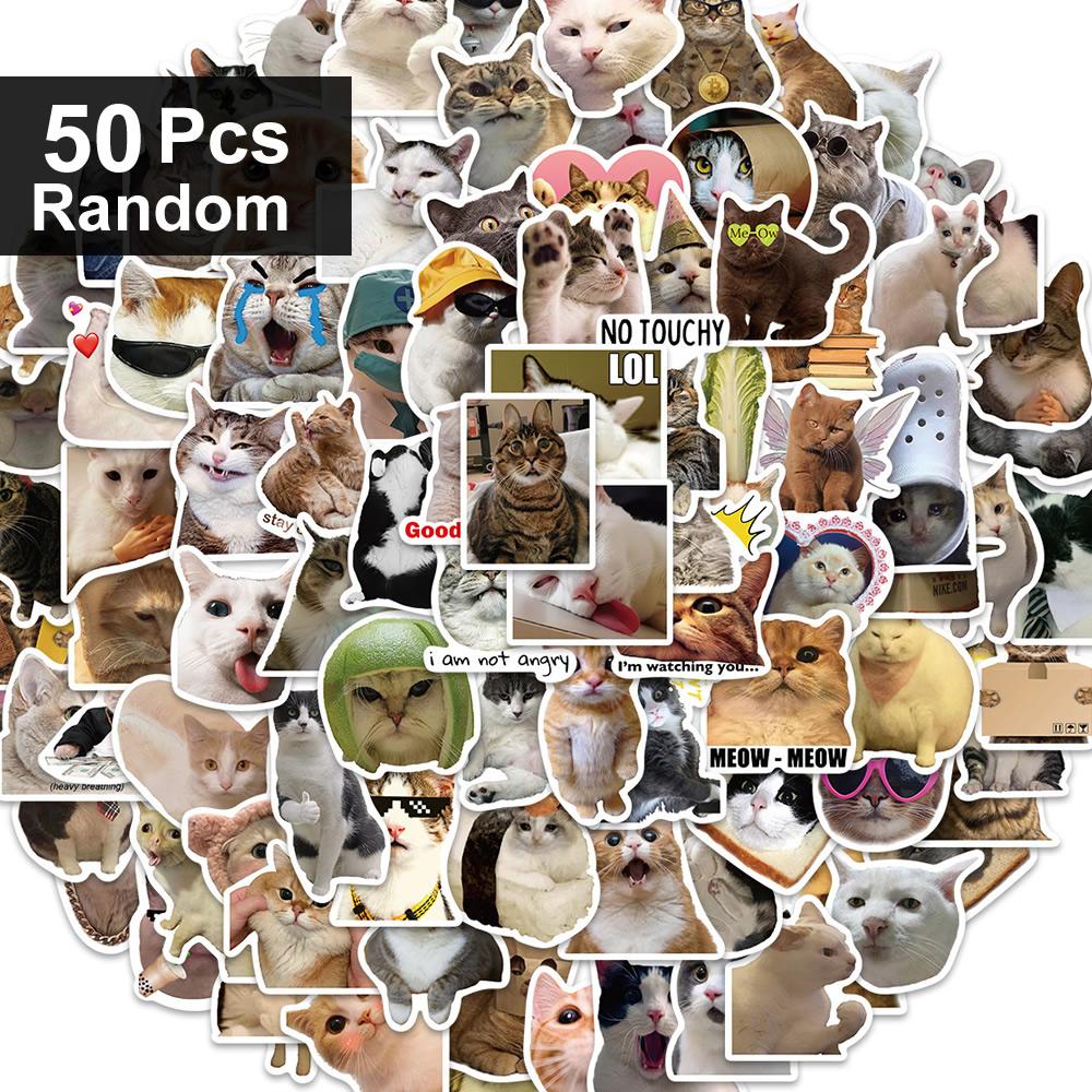 100/1000Pcs Funny Cute Cat Meme Animals Stickers Kawaii Decals Scrapbooking Notebook Luggage Laptop Skateboard Sticker Toy